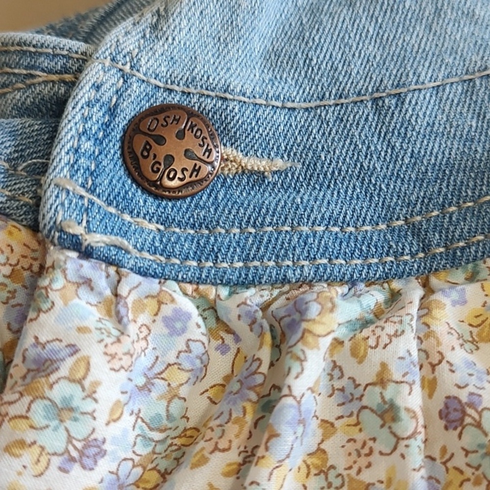 OshKosh B'gosh Blue Denim Dress with Floral Skirt - Picture 5 of 7